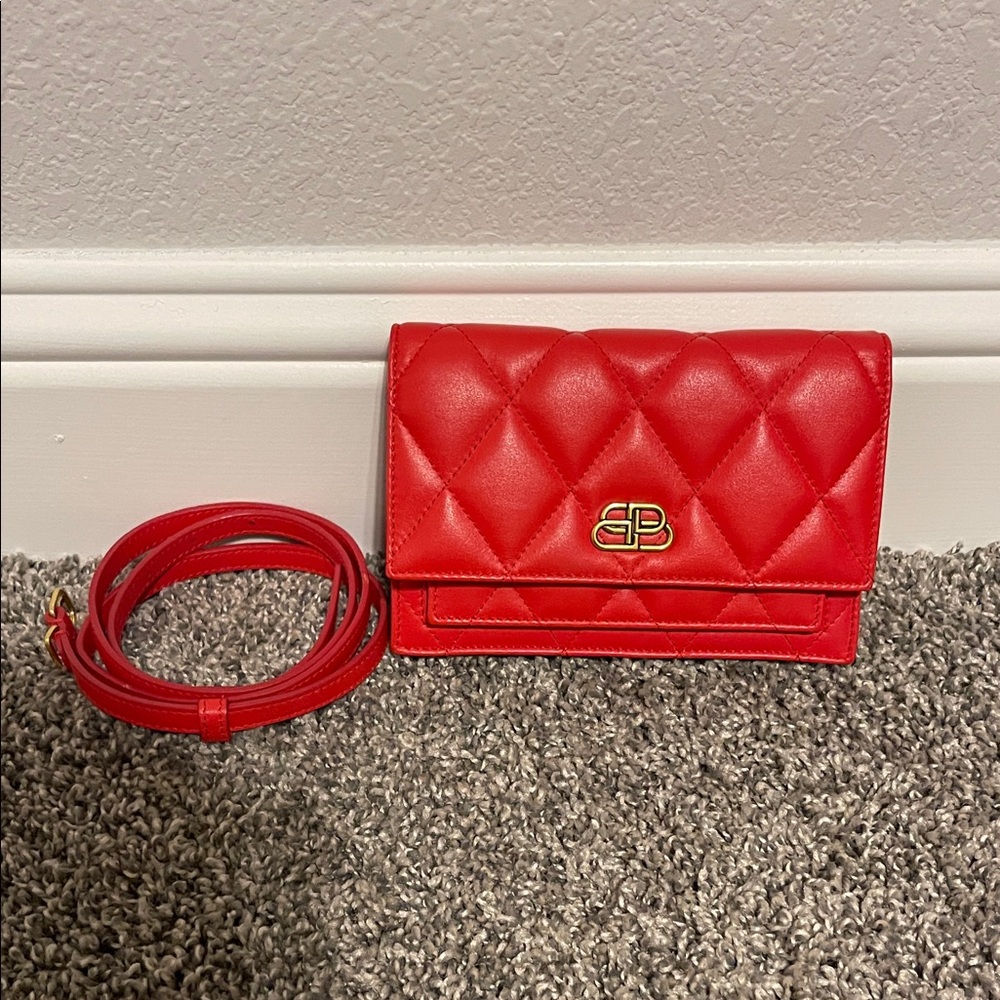 Balenciaga Red Leather XS Quilted Sharp Belt Bag